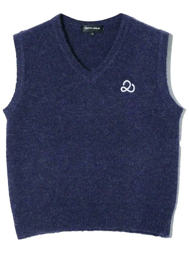 V-neck women’s knit vest NAVY - 20THHOLE - BALAAN 1