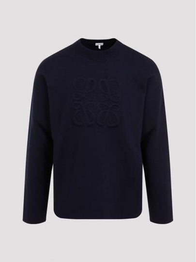 Debossed Anagram Wool Knit Top Navy - LOEWE - BALAAN 2