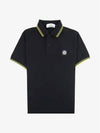 Wapen Patch Logo Polo Men's Short Sleeve Black Y 101522S18 V2029 - STONE ISLAND - BALAAN 3