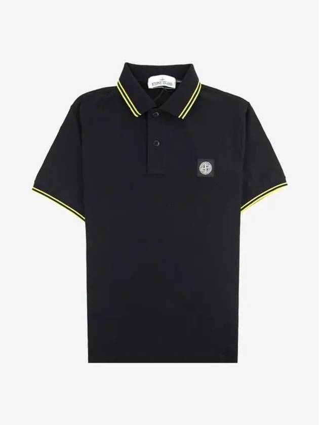 Wapen Patch Logo Polo Men's Short Sleeve Black Y 101522S18 V2029 - STONE ISLAND - BALAAN 3