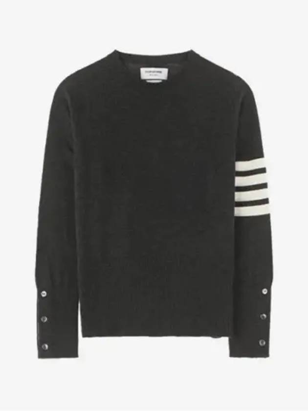 Diagonal Classic Cashmere Knit Top Dark Grey - THOM BROWNE - BALAAN 3