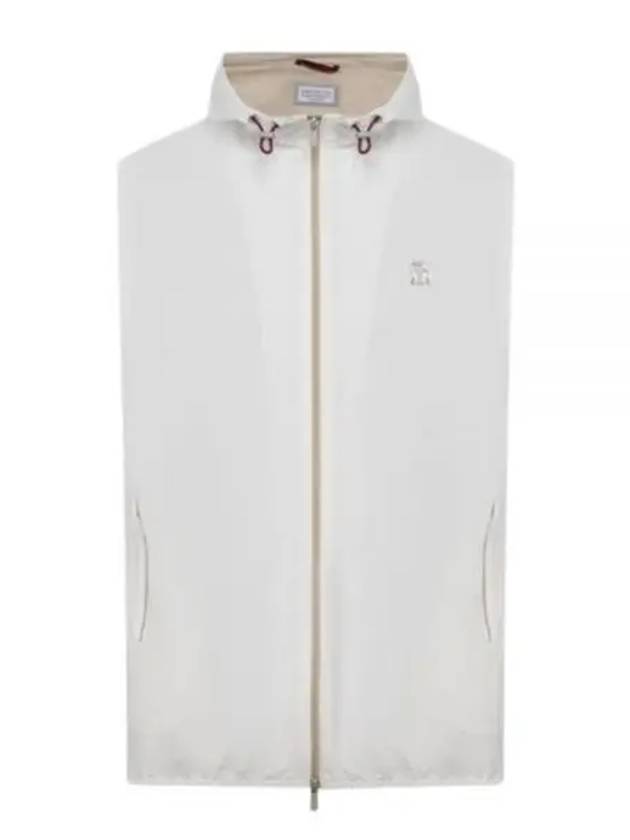 Drawstring Hooded Zipper Vest White - BRUNELLO CUCINELLI - BALAAN 2