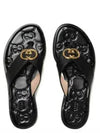 Interlocking G-T Strap Sandals Flip Flops Black - GUCCI - BALAAN 1