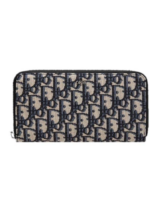 Oblique Jacquard Zipper Long Wallet Black Beige - DIOR - BALAAN 2