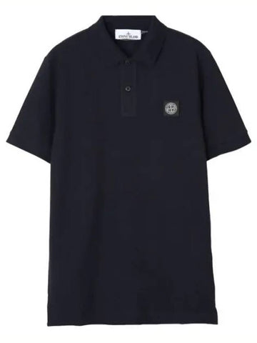 Stretch cotton pique short sleeve polo tee slim fit men s collar - STONE ISLAND - BALAAN 1