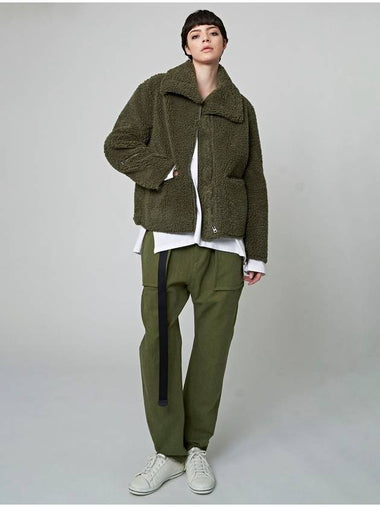 Fake Lambs Fur Jacket Khaki - ATHPLATFORM - BALAAN 1