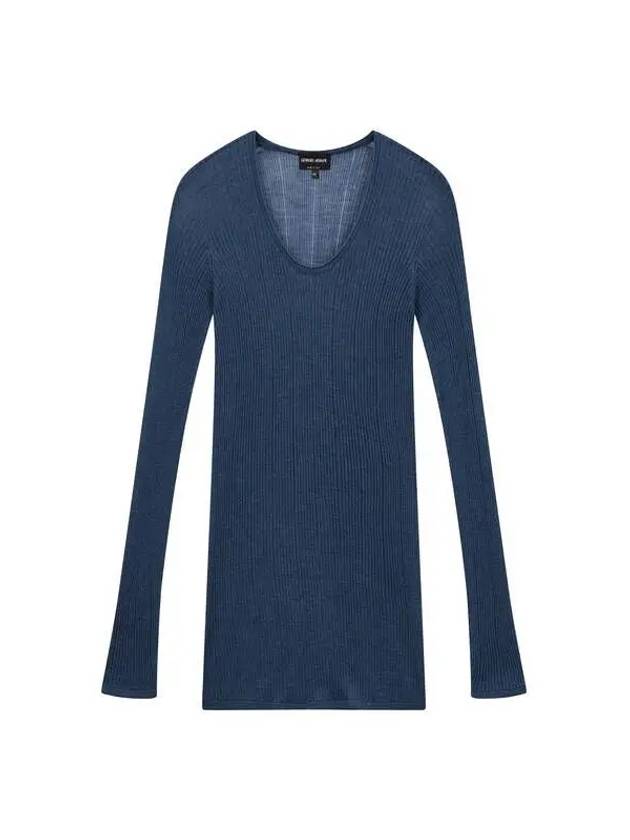 Women s Silk Cashmere V Neck Sweater Blue - GIORGIO ARMANI - BALAAN 1