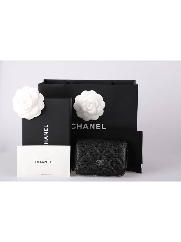 Classic zipper card wallet caviar black silver AP0216 - CHANEL - BALAAN 9