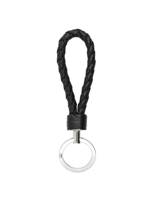 Intrecciato Leather Key Holder Black - BOTTEGA VENETA - BALAAN 1