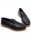 V Logo Leather Loafers Black - VALENTINO - BALAAN 6