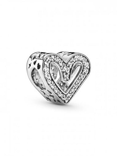 Sparkling Freehand Heart Bracelet Charm Silver - PANDORA - BALAAN 1