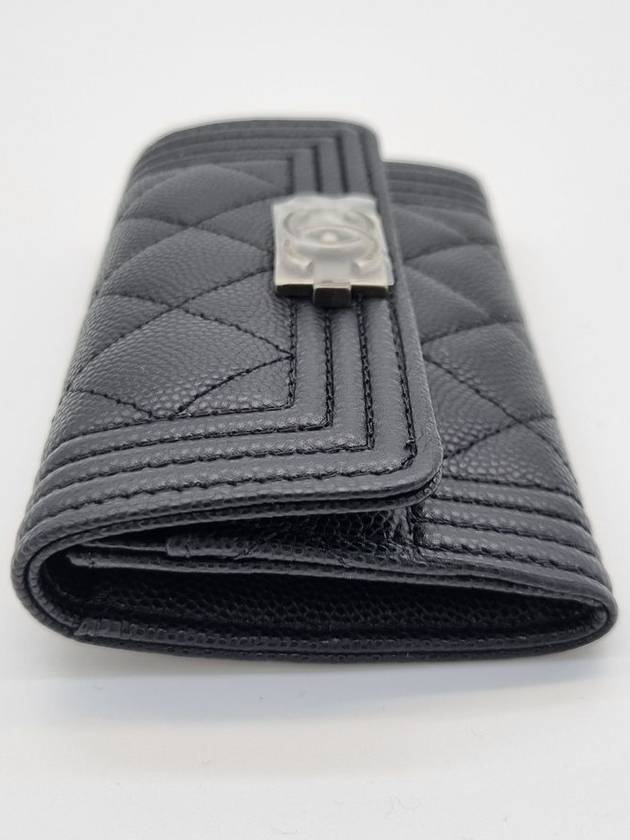 Boy Flap Card Holder Grained Calfskin Ruthenium Black - CHANEL - BALAAN 5