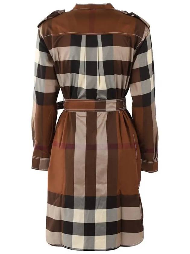 Check Tie Waist Shirt Midi Dress Brown - BURBERRY - BALAAN 4