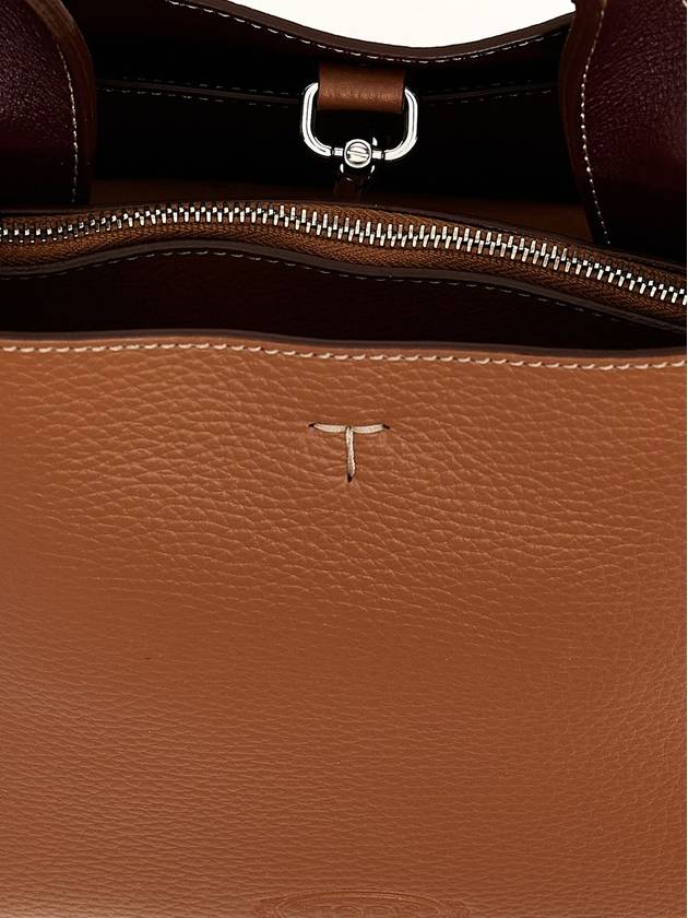 Logo Mini Leather Tote Bag Brown - TOD'S - BALAAN 5