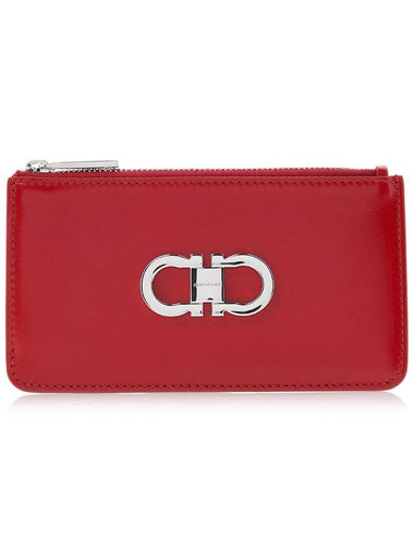 Women's Gancini Card Holder 22 0629 FLAME RED 0770867 - SALVATORE FERRAGAMO - BALAAN 1