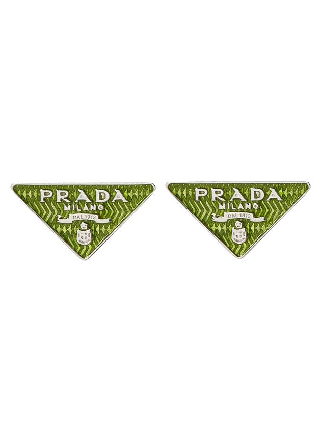 Triangle Logo Earrings Green - PRADA - BALAAN 2