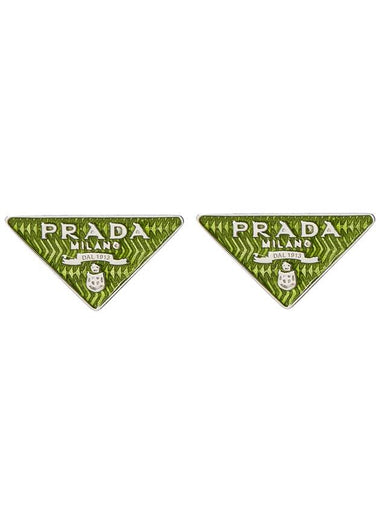 Triangle Logo Earrings Green - PRADA - BALAAN 1