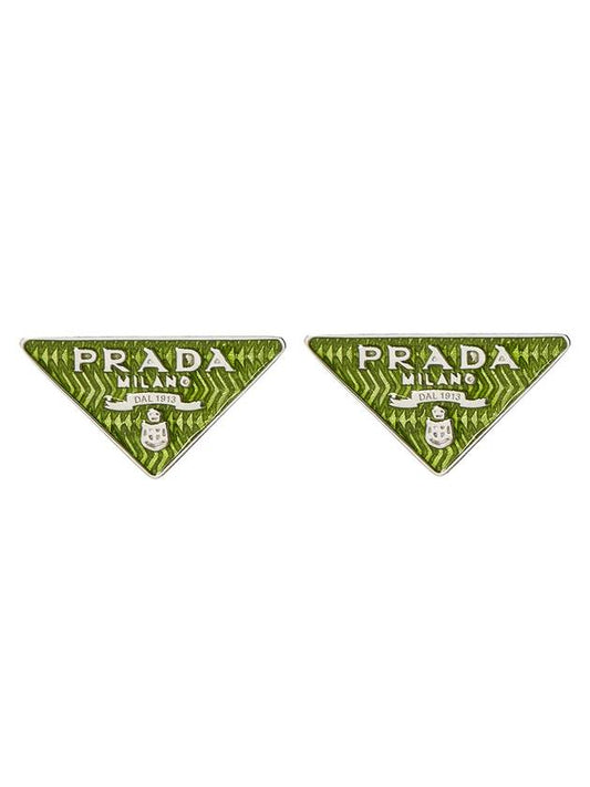 Triangle Logo Earrings Green - PRADA - BALAAN 2