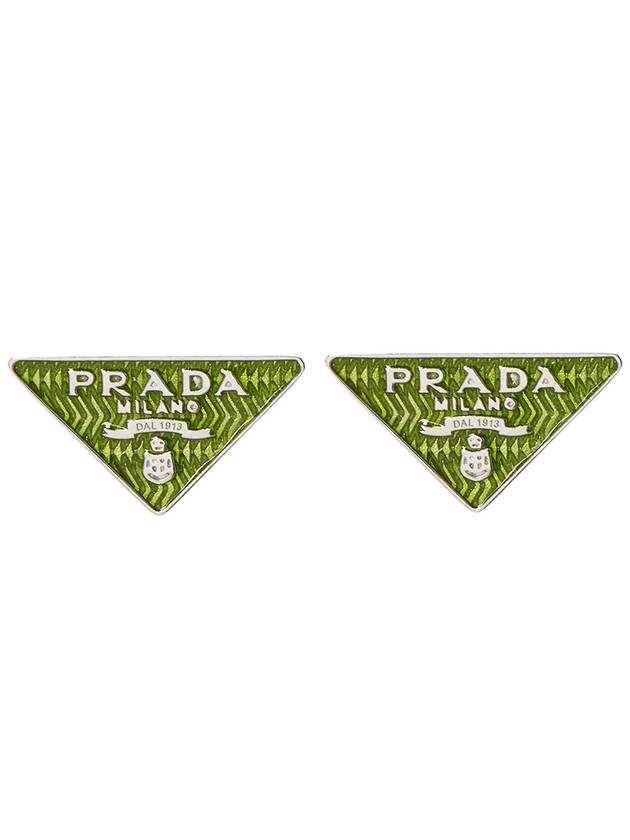 Triangle Logo Earrings Green - PRADA - BALAAN 3