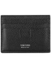 Silver Logo Classic T-Line Grain Leather Card Wallet Black - TOM FORD - BALAAN 1