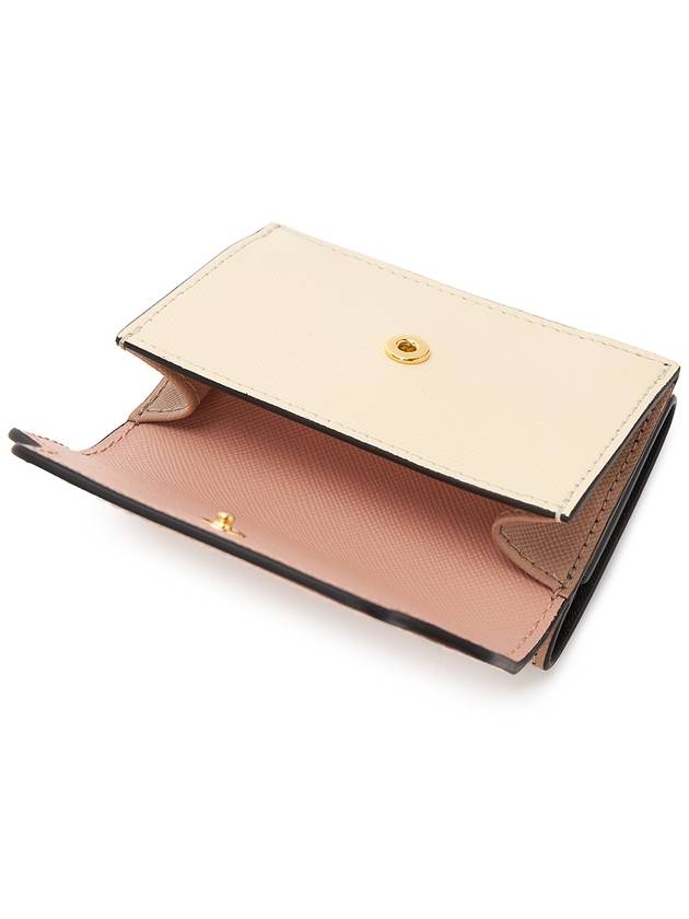 Saffiano Color Block Tri-Fold Half Wallet Pink - MARNI - BALAAN 5