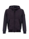 Men's Garment Dyed Crinkle Reps Recycled Nylon Primaloft TC Hooded Jacket Navy - STONE ISLAND - BALAAN 2