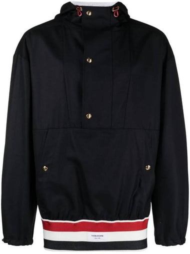 Striped Lightweight Wool Anorak Navy - THOM BROWNE - BALAAN 1