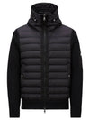 Tricot hooded padded zip up cardigan black 091 9B50800 A9340 999 - MONCLER - BALAAN 1