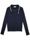 Rayon collar neck half zip-up ribbed knit NAVY - MONBIRDIE GOLF - BALAAN 2