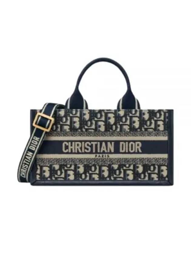 East West Oblique Embroidery Strap Book Tote Bag Blue - DIOR - BALAAN 2