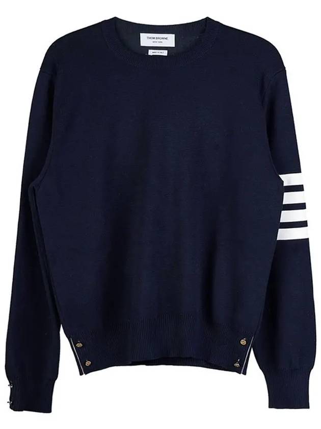 4 Bar Armband Milano Stitch Knit Top Navy - THOM BROWNE - BALAAN 2