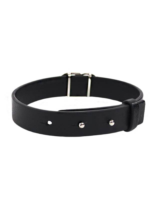 Silver CD Icon Leather Bracelet Black - DIOR - BALAAN 3