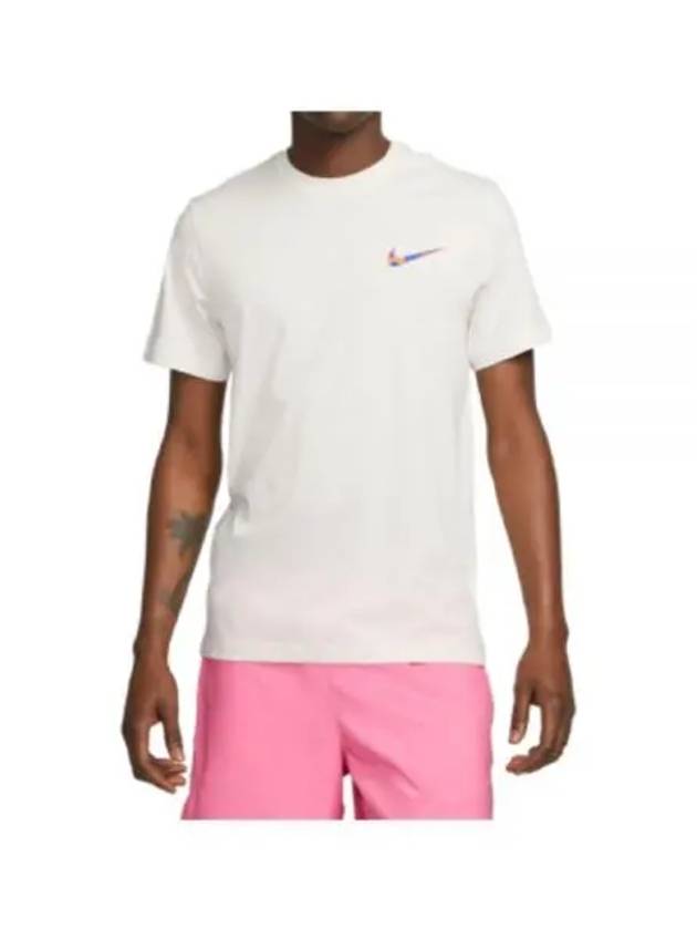 Men's NSW Club Swoosh Print Sport Short Sleeve T-Shirt White - NIKE - BALAAN 2