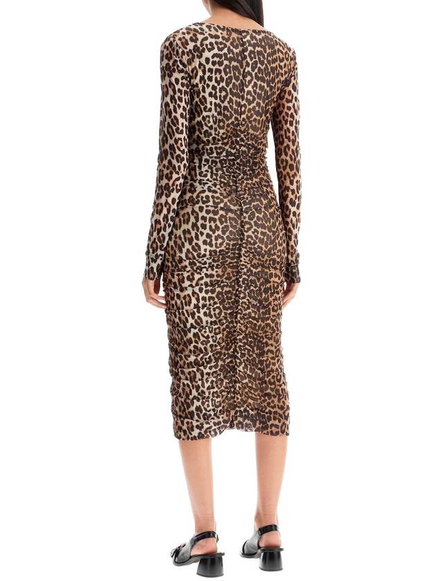 "animal print midi dress in mesh - GANNI - BALAAN 3