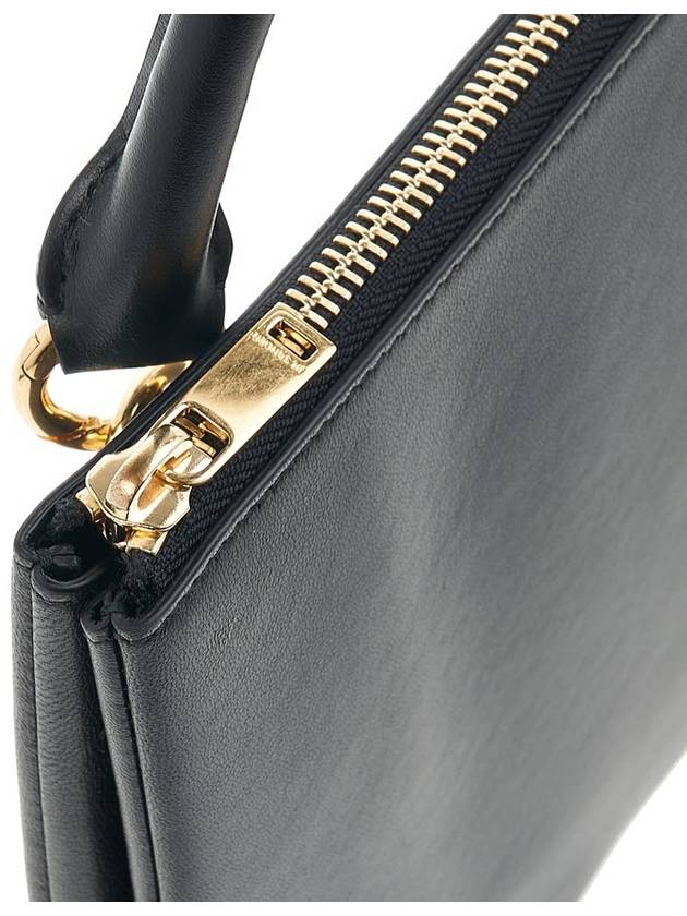 Leather Logo Clutch Bag Black - JIL SANDER - BALAAN.