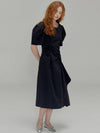 Ribbon pin tuck shirring dress_Black - OPENING SUNSHINE - BALAAN 2