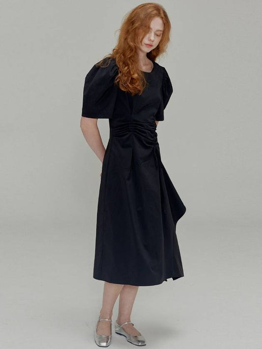 Ribbon pin tuck shirring dress_Black - OPENING SUNSHINE - BALAAN 2