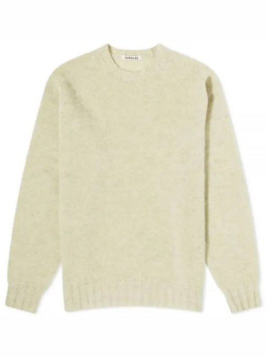 SHETLAND WOOL CASHMERE KNIT PO YELLOWGREEN A23AP02SC - AURALEE - BALAAN 1