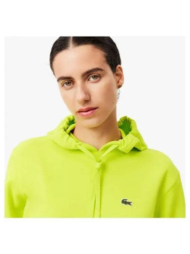 Women s Double Face Pique Hooded Sweatshirt Neon Yellow - LACOSTE - BALAAN 1