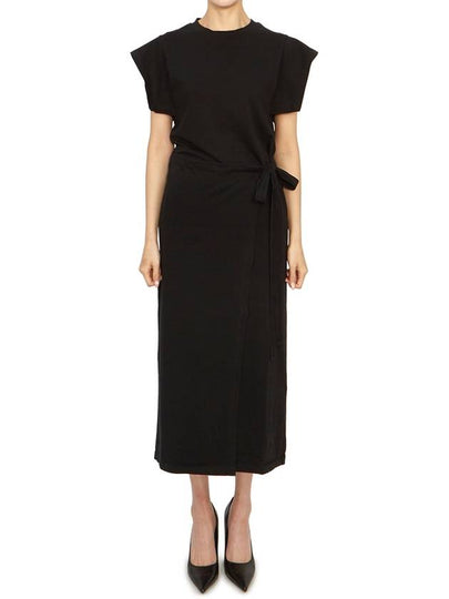 Women's Wrap Short Sleeve Long Dress Black - VANESSA BRUNO - BALAAN 2