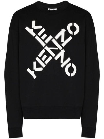 Big Cross Logo Oversized Sweatshirt Black - KENZO - BALAAN 1