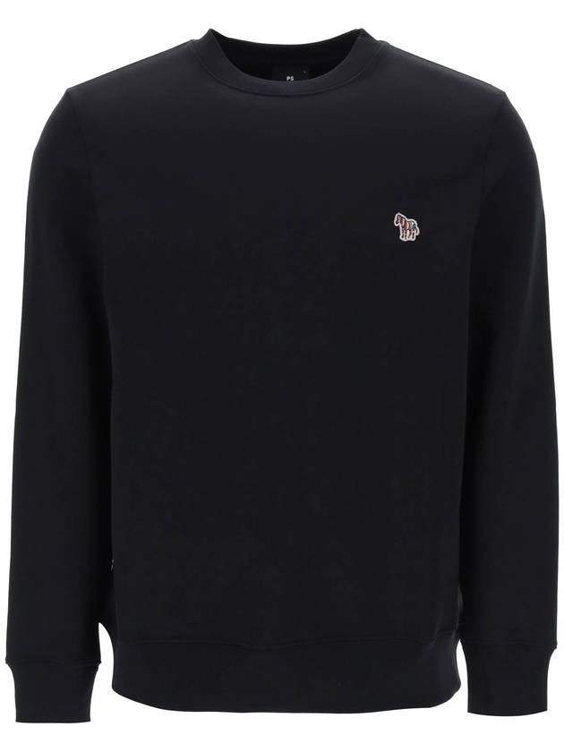 Zebra Patch Organic Cotton Sweatshirt Black - PAUL SMITH - BALAAN 2