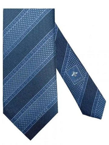 Striped tie 499694 4B002 4800 blue 1211976 - GUCCI - BALAAN 1