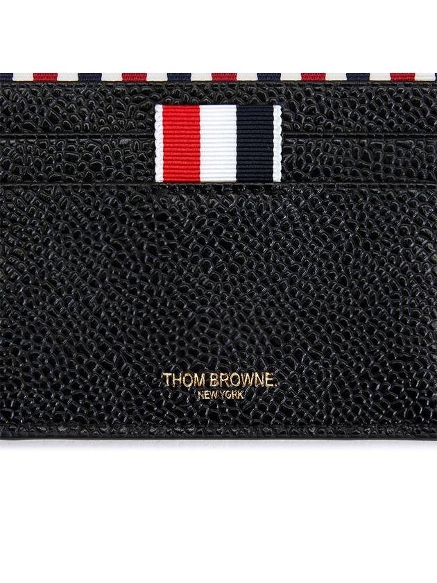 Pebble Grained Leather Double Card Wallet Black - THOM BROWNE - BALAAN 7