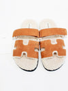 Chypre Shearling Sandals Beige - HERMES - BALAAN 3