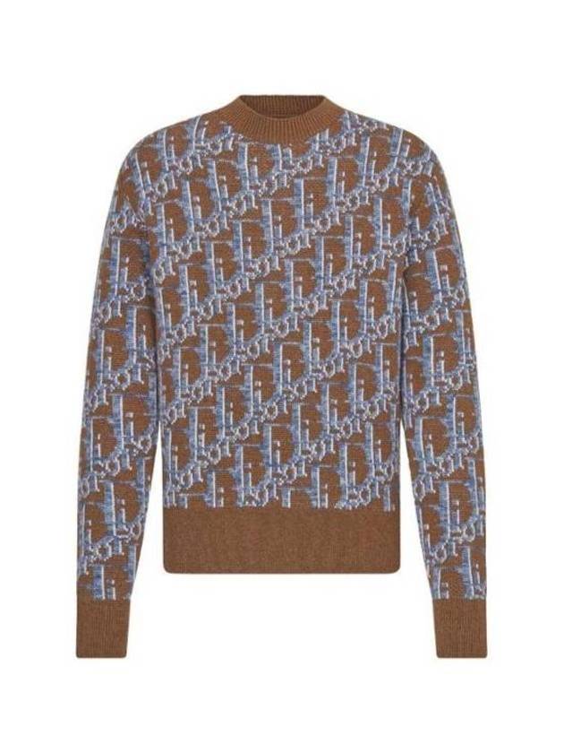 Oblique Wool Jacquard Knit Top Blue Brown - DIOR - BALAAN 3