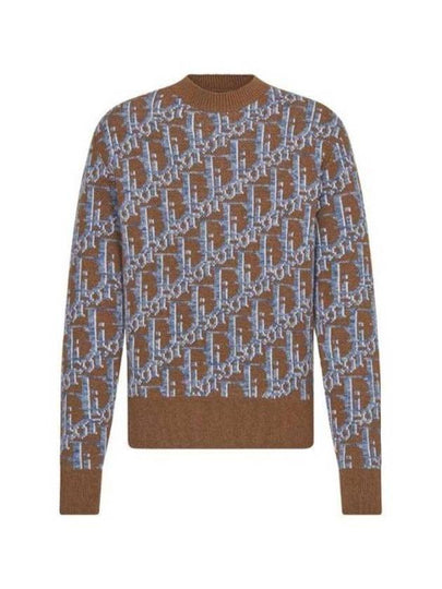 Oblique Wool Jacquard Knit Top Blue Brown - DIOR - BALAAN 2