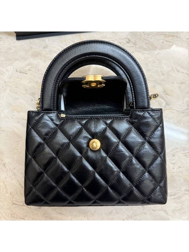 CC Logo Mini Leather Tote Bag Black - CHANEL - BALAAN 5