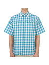 Check Short Sleeve Shirt Blue - PRADA - BALAAN 2