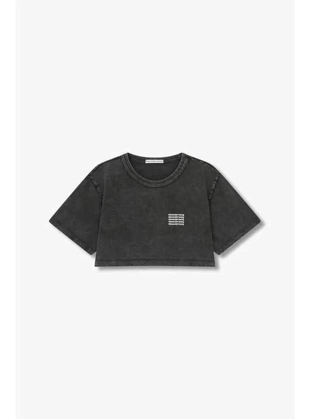 Repeat Logo Crop T Shirt Washed Black - ALEXANDER WANG - BALAAN 1